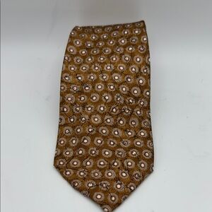 Fendi Brown and White‎ Silk Tie with Geometric Pattern